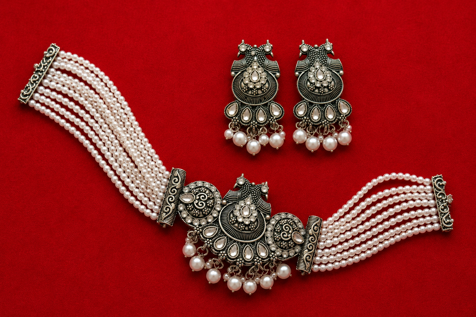 Pearl Oxidised Set