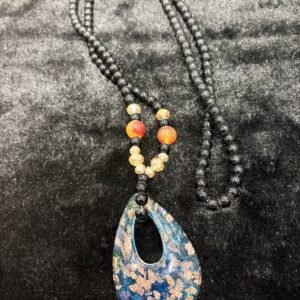 beads blue locket necklace